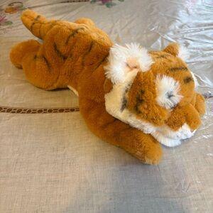FAO Schwarz Plush Tiger Cub 15" Laying Down Stuffed Animal Floppy EUC